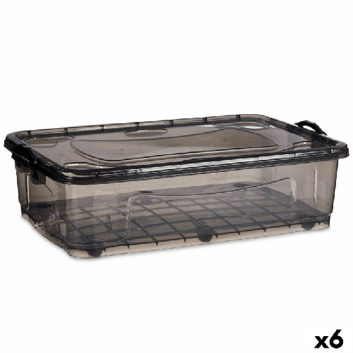 Scatola con Ruote per Organizzare Kipit Antracite Plastica 40 L 46,5 x 20 x 72,5 cm (6 Unità)