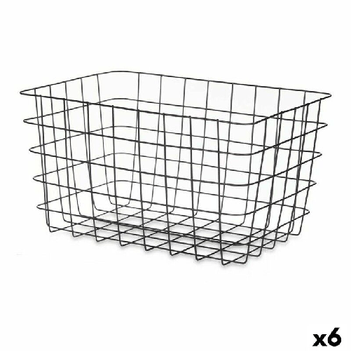 Kinvara Cestino Multiuso Kinvara W5759K-L BLACK Nero Metallo 38,5 x 20,5 x 28 cm Rettangolare (6 Unità)