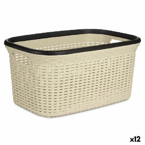 Kipit Cesto per i Panni Kipit TP7001-1 Crema Plastica 36 L 36 x 25,5 x 52,5 cm (12 Unità)