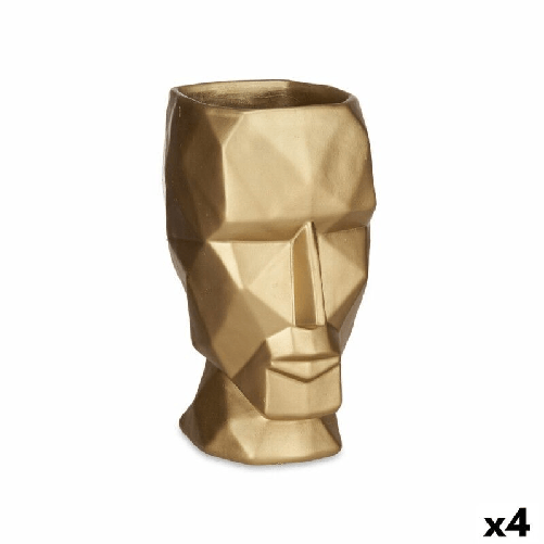 Gift Decor Vaso 3D Viso Dorato Poliresina 12 x 24,5 x 16 cm (4 Unità)