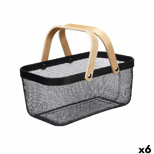 Kinvara Cestino Multiuso Kinvara 1031 Nero Legno Metallo 42,5 x 18 x 26,5 cm (6 Unità)