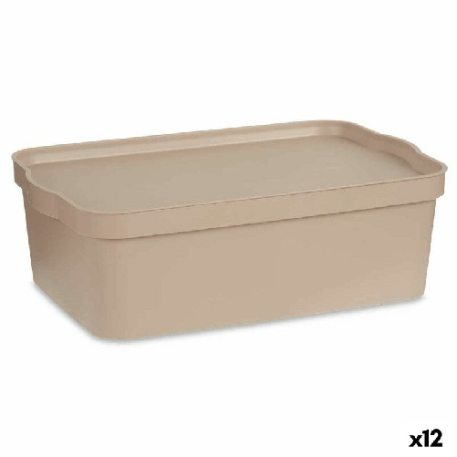 Kipit Scatola portaoggetti con coperchio Kipit TP595-3 Beige Plastica 14 L 29,5 x 14,5 x 45 cm (12 Unità)