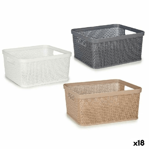 Kipit Cestino Multiuso Kipit 4710 Bianco Beige Grigio Plastica 2,5 L 24,5 x 10,4 x 18,5 cm (18 Unità)