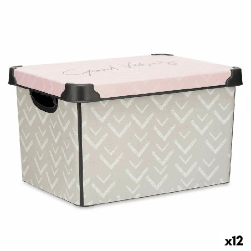 Kipit Scatola portaoggetti con coperchio Kipit Vibes Rosa Plastica Frecce 22 L 30 x 23