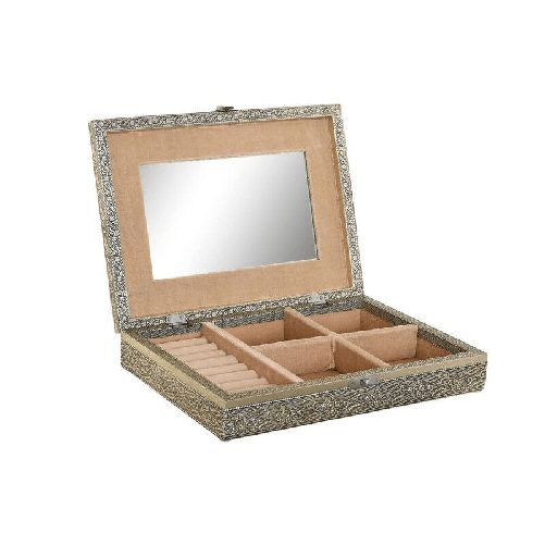 Home ESPRIT Scatola-Portagioie Home ESPRIT Bianco Champagne Legno Alluminio 27,5 x 20 x 5,4 cm
