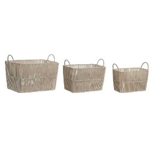 DKD Home Decor Set di Cestini DKD Home Decor Beige Metallo 39 x 29 x 31 cm 3 Pezzi