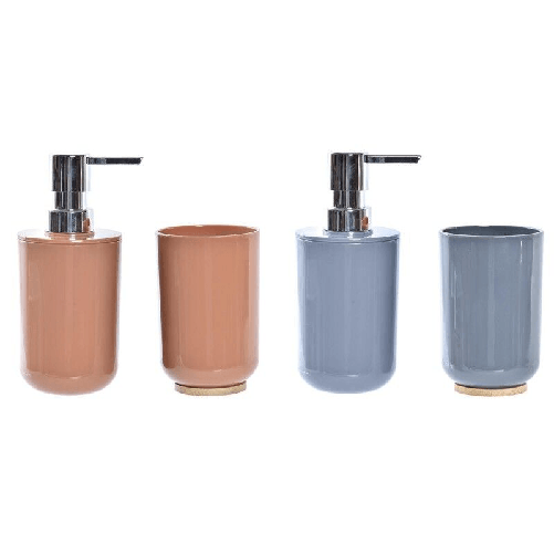 DKD Home Decor Set da Bagno DKD Home Decor Naturale Grigio Arancio Corallo Alluminio Bambù PS Moderno (9 x 7 x 16