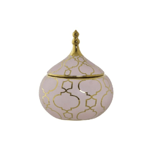 DKD Home Decor Scatola-Portagioie DKD Home Decor Rosa Dorato Porcellana 14 x 14 x 17 cm