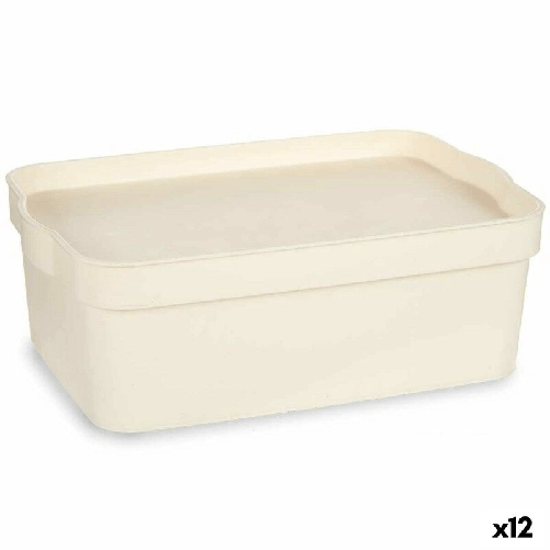 Kipit Scatola portaoggetti con coperchio Kipit TP593-4 Crema Plastica 6 L 21,5 x 11 x 31,5 cm (12 Unità)