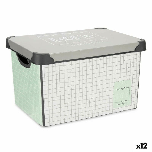 Kipit Scatola portaoggetti con coperchio Kipit Home Grigio Plastica Con griglia 17 L 28 x 22 x 37 cm (12