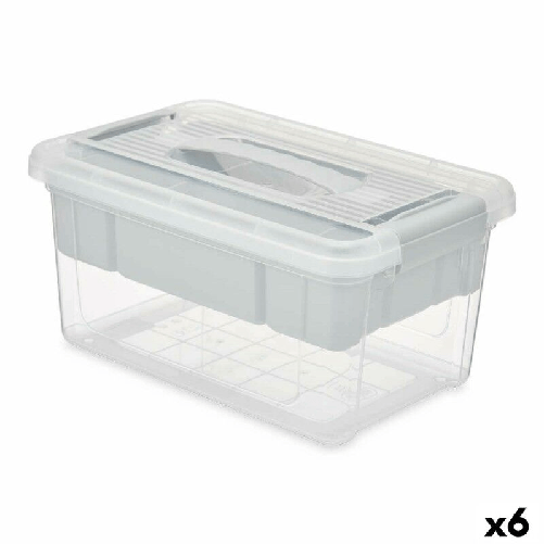 Kipit Scatola Multiuso Kipit 02 1310 Grigio Trasparente Plastica 5 L 29,5 x 14,5 x 19,2 cm (6 Unità)