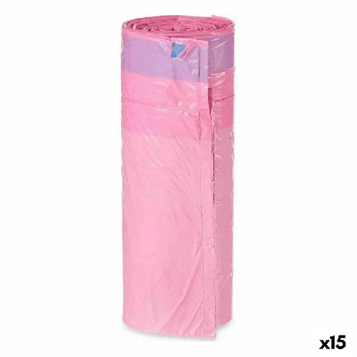 BigBuy Home Sacchetti per la Spazzatura Profumato Chiusura automatica Rosa Polietilene 15 Unità 30 L