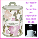 Montemaggi  Barattolo in ceramica per zucchero contenitore ermetico zuccheriera porcellana utensili da cucina