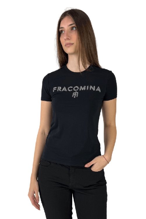 FRACOMINA MAGLIA T SHIRT DONNA FRACOMINA FP25ST3011J449N5 COTONE NERO ORIGINALE PE 2025 Colore Nero,Taglia M
