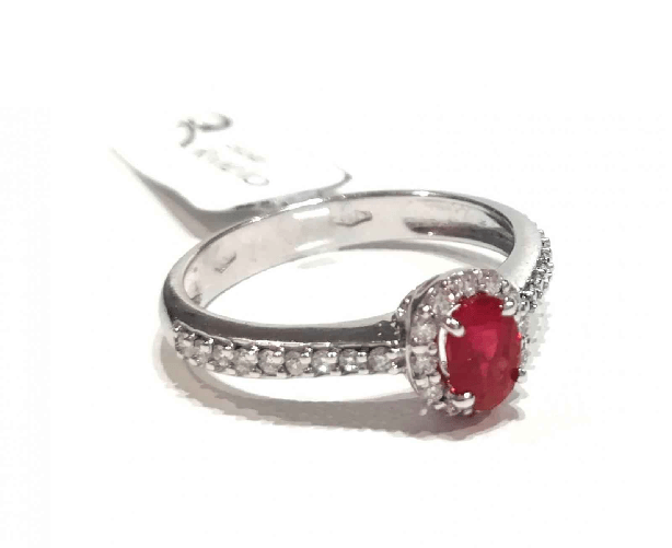 RIVIELLO ANELLO SOLITARIO DONNA RIVIELLO AN RUB DIA 008 RUBINO DIAMANTE ORO 750 ORIGINALE Colore Rosso,Taglia Unica