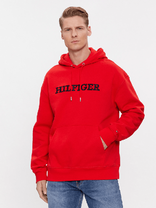 TOMMY HILFIGER MAGLIA FELPA FELPE UOMO TOMMY HILFIGER MW0MW33062 COTONE SNE ROSSO ORIGINAL 2024 Colore Rosso,Taglia L