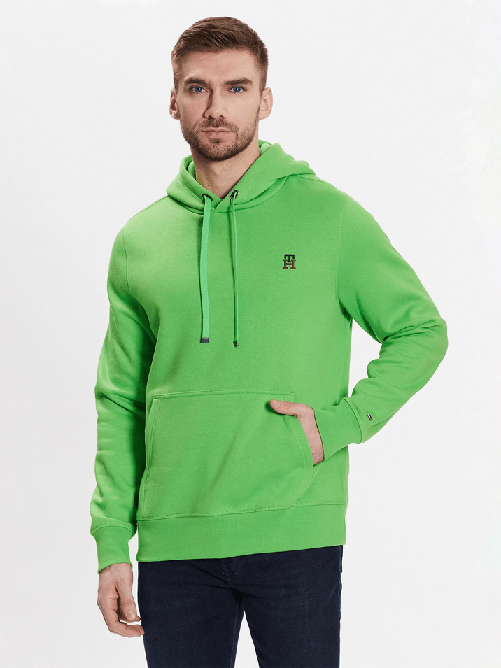 TOMMY HILFIGER MAGLIA FELPA FELPE UOMO TOMMY HILFIGER MW0MW29283 COTONE VERDE ORIGINALE AI 2024 Colore Verde,Taglia XXL