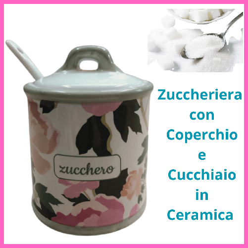 Montemaggi Zuccheriera porcellana in ceramica porta zucchero con cucchiaio e coperchio idee regalo casa cucina