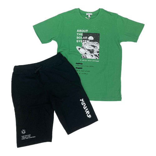 YOURS COMPLETO T SHIRT SHORT RAGAZZO YOURS BY831 COTONE 550 VERDE ORIGINALE PE 2024 Colore Verde,Taglia M