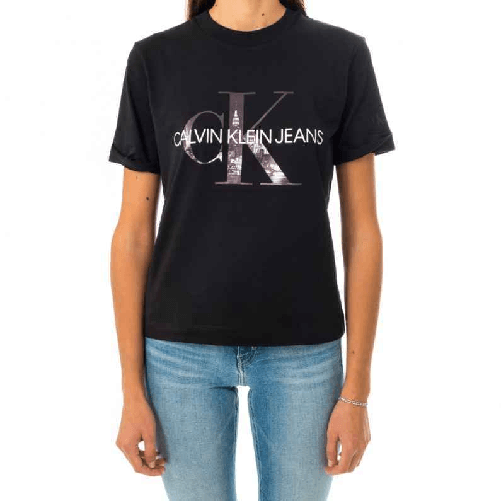 CALVIN KLEIN JEANS MAGLIA T SHIRT DONNA CALVIN KLEIN JEANS J20J214233 BAE COTONE ORIGINALE PE 2021 Colore Nero,Taglia XS