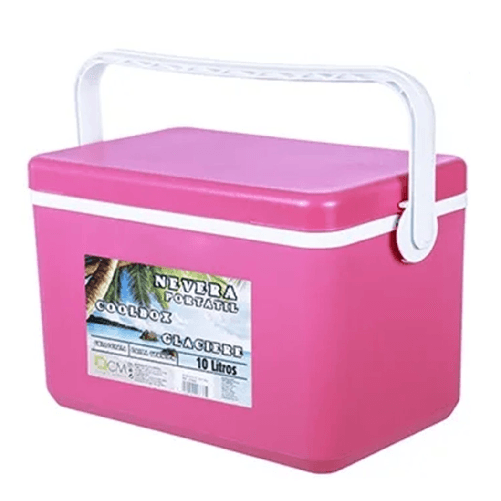 Frigo Borsa Termica Frigorifero Portatile Con Coperchio Piatto Da 10 Lt Con Maniglia - Rosa