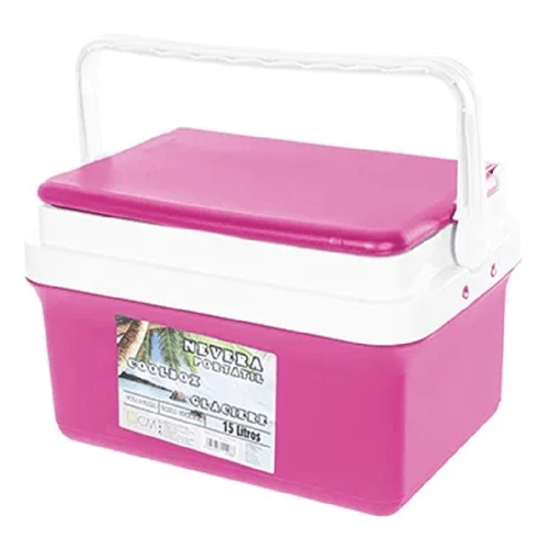 Frigo Borsa Termica Frigorifero Portatile Con Coperchio Piatto Da 15 Lt Con Maniglia - Rosa
