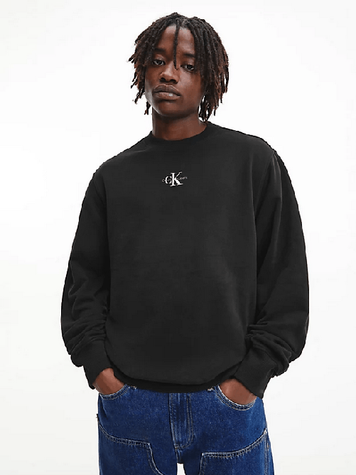 CALVIN KLEIN JEANS MAGLIA FELPA UOMO CALVIN KLEIN JEANS J30J322534 COTONE BEH NERO ORIGINAL AI 2024 Colore Nero,Taglia S