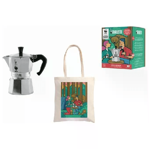 Bialetti Caffettiera Moka 3 Tazze Con Shopper WWF
