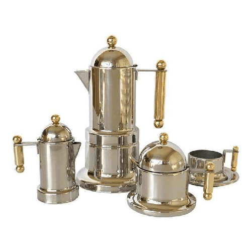 KONTESSA SET VINTAGE KONTESSA CAFFETTIERA CAFFE ESPRESSO ACCIAIO ORO ORIGINALE NUOVO Colore Argento,Taglia Unica
