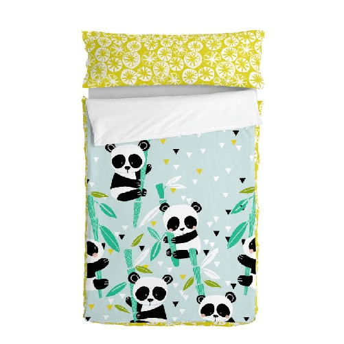HappyFriday Copripiumone a sacco con Piumone HappyFriday Moshi Moshi Panda Garden Blue Azzurro 105 x 200 cm