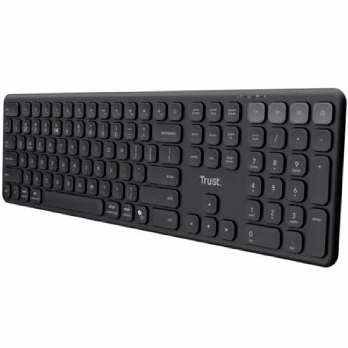 Tastiera Bluetooth multi-dispositivo Trust Vaiya - Si collega a un massimo di 4 dispositivi - Tasti a basso profilo - Tasti multimediali - Nero