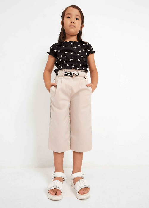 MAYORAL PANTALONE PANTALONI CINTURA BAMBINA MAYORAL 3506 COTONE BEIGE ORIGINALE PE 2023 Taglia 7 anni,Colore Beige