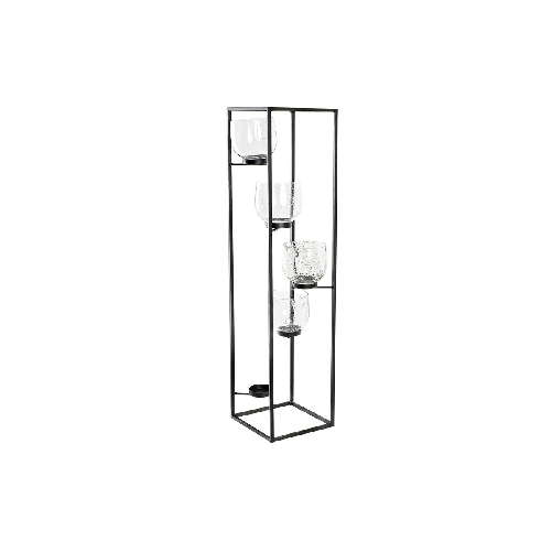 DKD Home Decor Portacandele DKD Home Decor Cristallo Nero Trasparente 18 x 18 x 76 cm Ferro