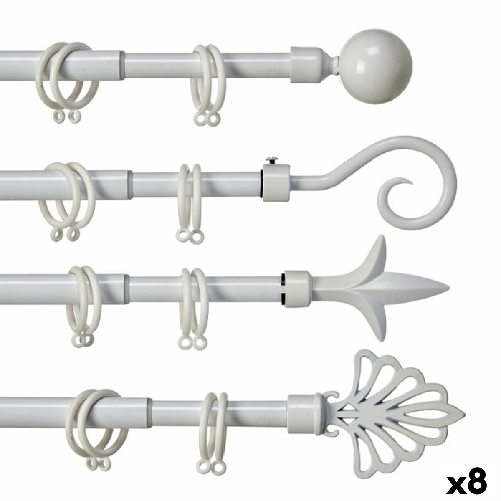 Gift Decor Bastone per Tende Estensibile Bianco Ferro 5 x 122 x 5 cm (8 Unità)