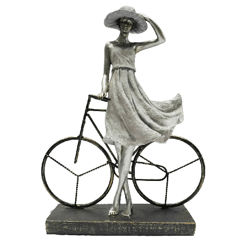 DKD Home Decor Statua Decorativa DKD Home Decor Donna Argentato Bicicletta Metallo Resina (27,5 x 9,5 x 34,5 cm)