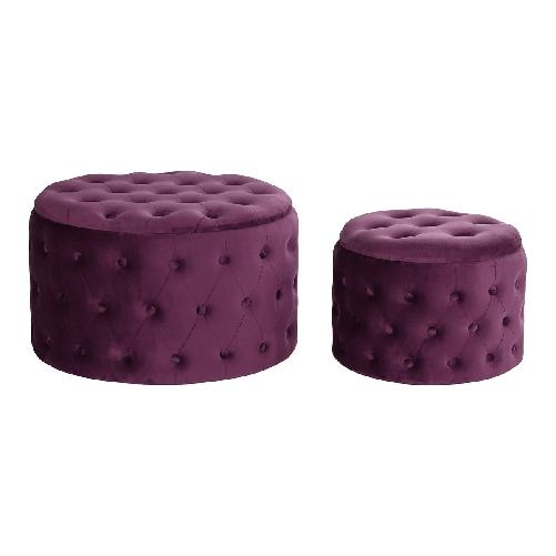 DKD Home Decor Poggiapiedi DKD Home Decor Porpora Poliestere Bordeaux Legno MDF (70 x 70 x 42 cm)