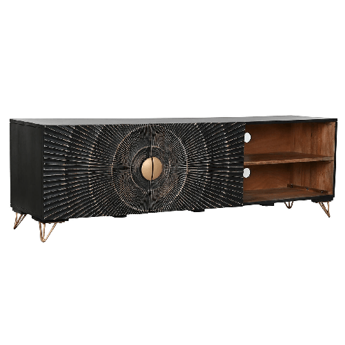 Home ESPRIT Mobile TV Home ESPRIT Nero Metallo Legno di mango 160 x 40 x 50 cm