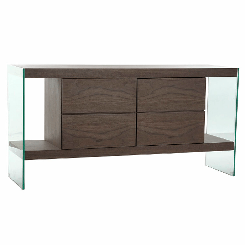 Credenza DKD Home Decor Marrone Trasparente Cristallo Legno di noce Legno MDF 160 x 45 x 80 cm