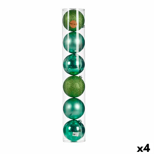 Set di palline di Natale Krist+ Verde Plastica 6 Pezzi (4 Unità)