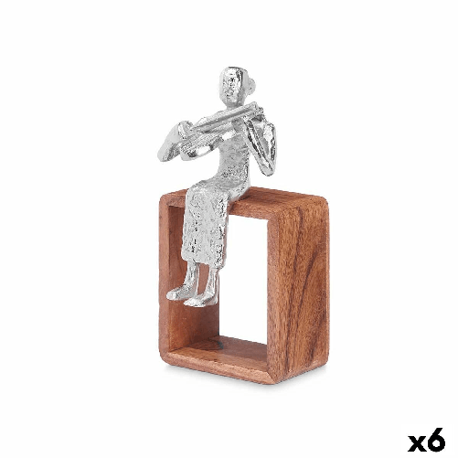 Gift Decor Statua Decorativa Violino Argentato Legno Metallo 13 x 27 x 13 cm