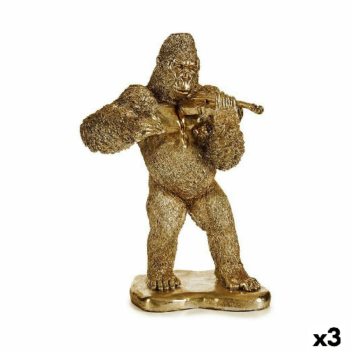 Gift Decor Statua Decorativa Gorilla Violino Dorato 16 x 40 x 30 cm (3 Unità)