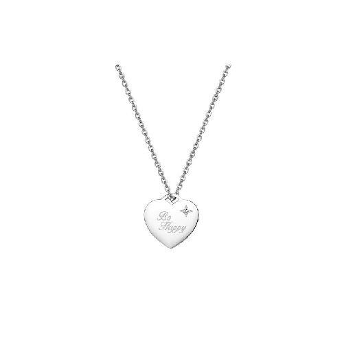 SAGAPO COLLANA Be My Always ACCIAIO CUORE 'BE HAPPY'