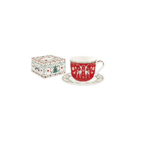 EASY LIFE TAZZA COLAZIONE con PIATTO 400 CHRISTMAS FOLK
