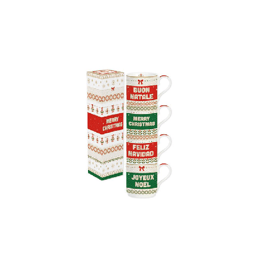 EASY LIFE CONFEZIONE 4 TAZZE MUG IMPIL. ENJOY YOURCHRISTMAS