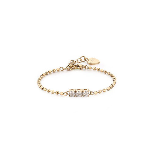 SAGAPO BRACCIALE Dazzly PVD ORO 3 CRISTALLI BIANCHI