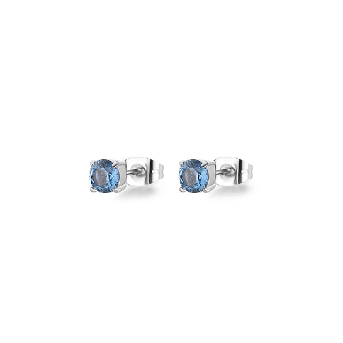 SAGAPO ORECCHINI Chunky ACCIAIO CRISTALLO AZZURRO 5mm