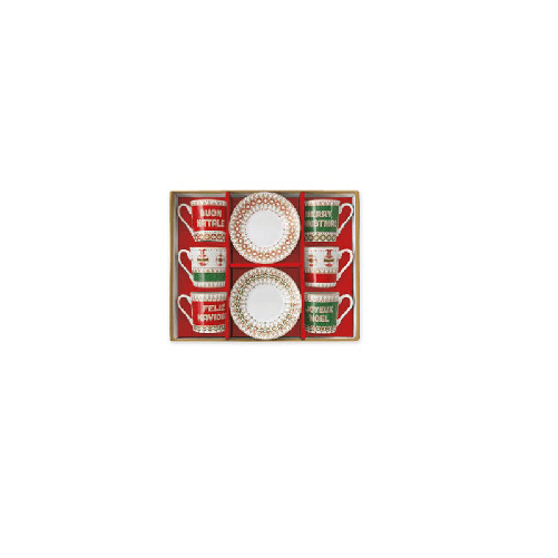 EASY LIFE CONFEZIONE 6 TAZZE CAFFE' con PIATTO ENJOY YOUR CHRISTMAS