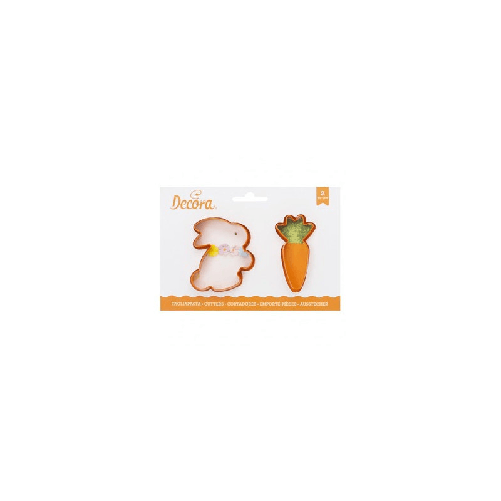 DECORA SET DUE TAGLIAPASTA BISCOTTI CONIGLIO CAROTA 8cm