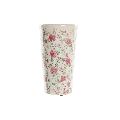 DKD Home Decor Vaso DKD Home Decor Bianco Verde Rosso Granato Gres Shabby Chic (14 x 14 x 25 cm)