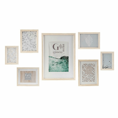 DKD Home Decor Portafoto da Parete DKD Home Decor 32,5 x 1,5 x 45 cm Cristallo Naturale Verde Legno MDF Scandinavo